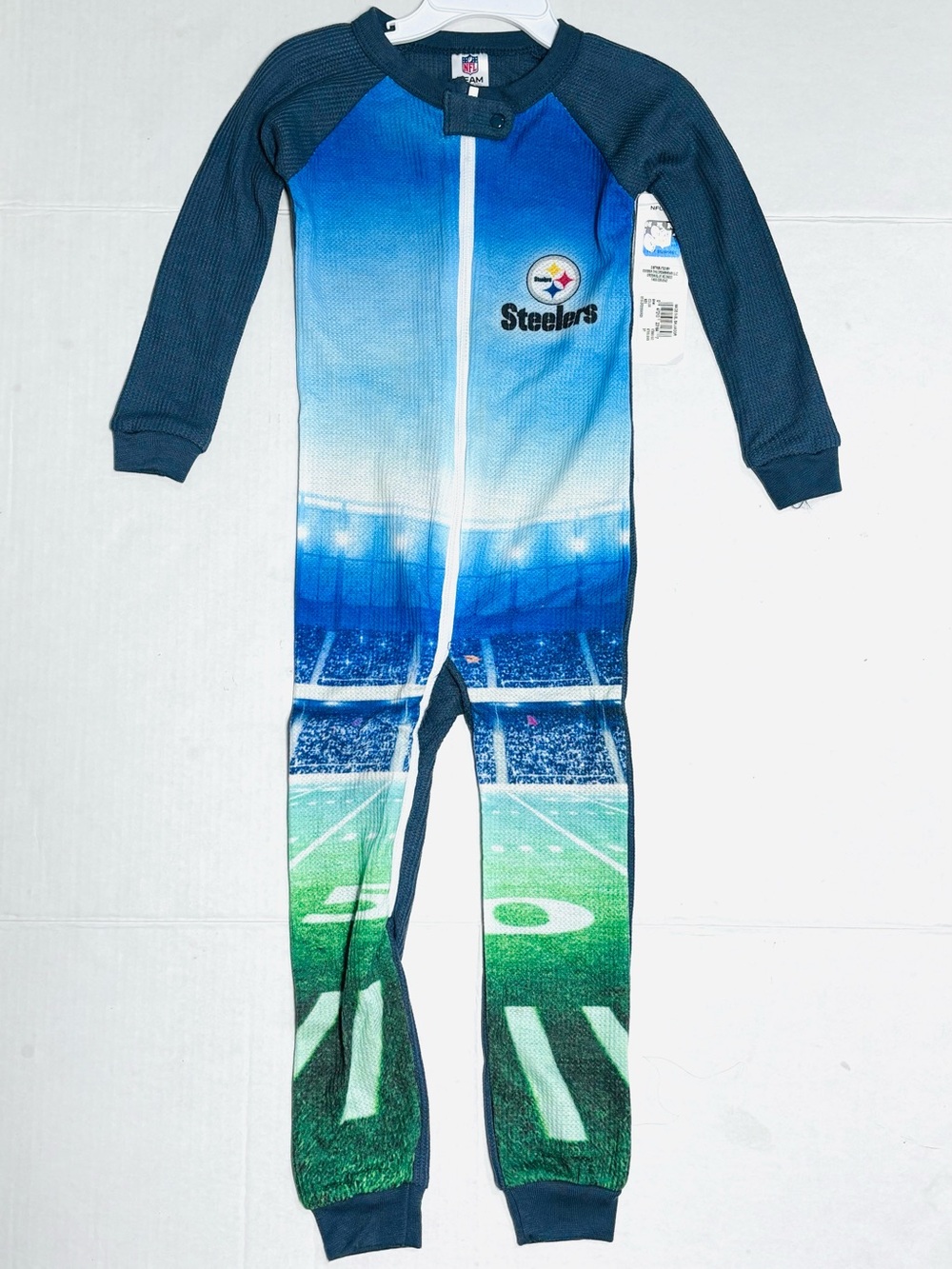 NEW NFL Steelers Kids Boys Light Thermal Waffle Knit PJ Sleeper Unionsuit Onesie